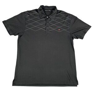 Travis Mathew Mens Argyle Performance Black Golf Polo Shirt Sz XL